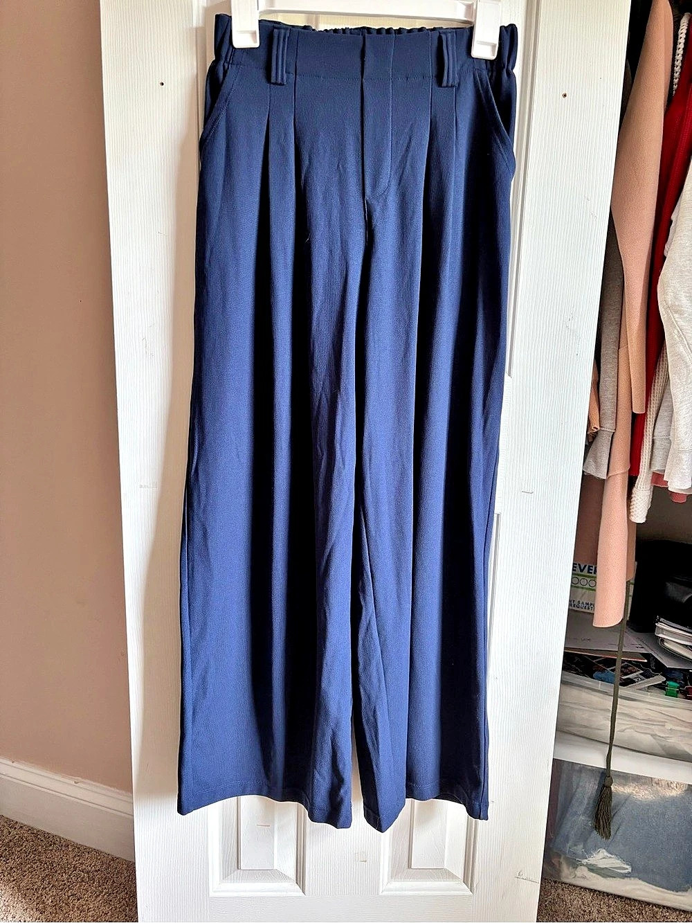 Halara Pleated Wide Leg Pants Blue XS